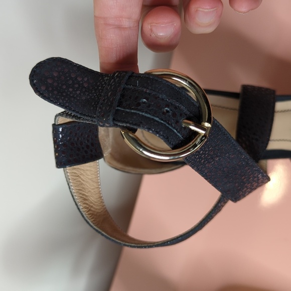 MARELLA Cap Toe Black Leather Block Heels Size 40/10 - Picture 15 of 16